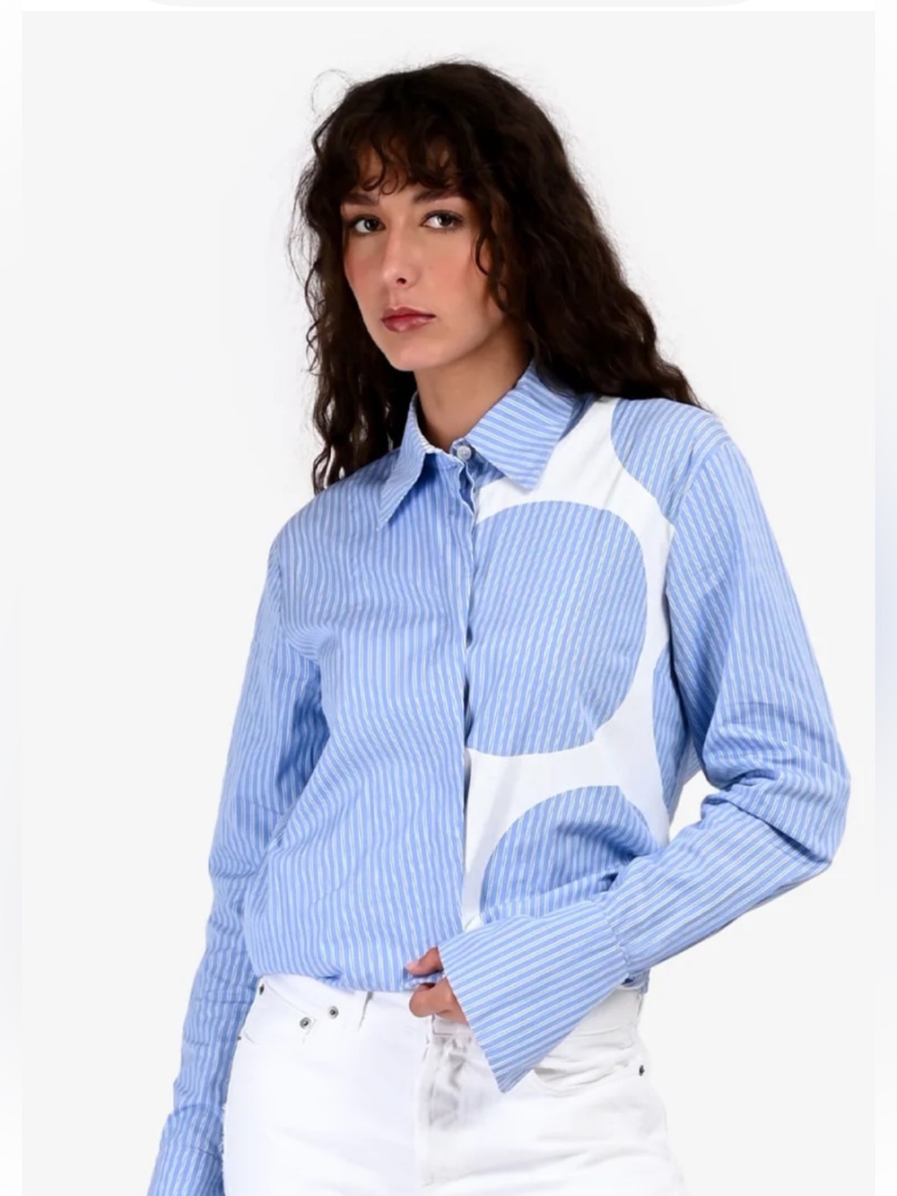 Stella McCartney Blue Stripe Abstract Print Shirt Sz 42/US 8 - Picture 2 of 12